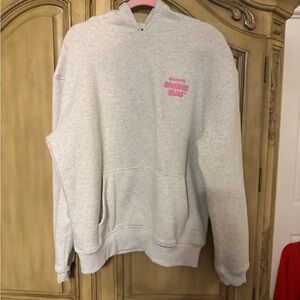 WhiteFox Gray Hoodie with Pink Graphic